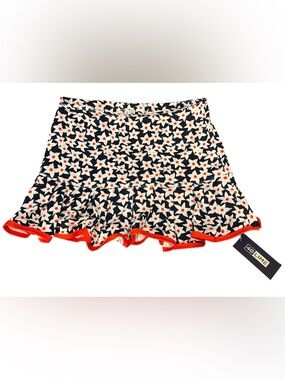40 Lime Brand Navy Floral Ruffle Skort with Red Trim